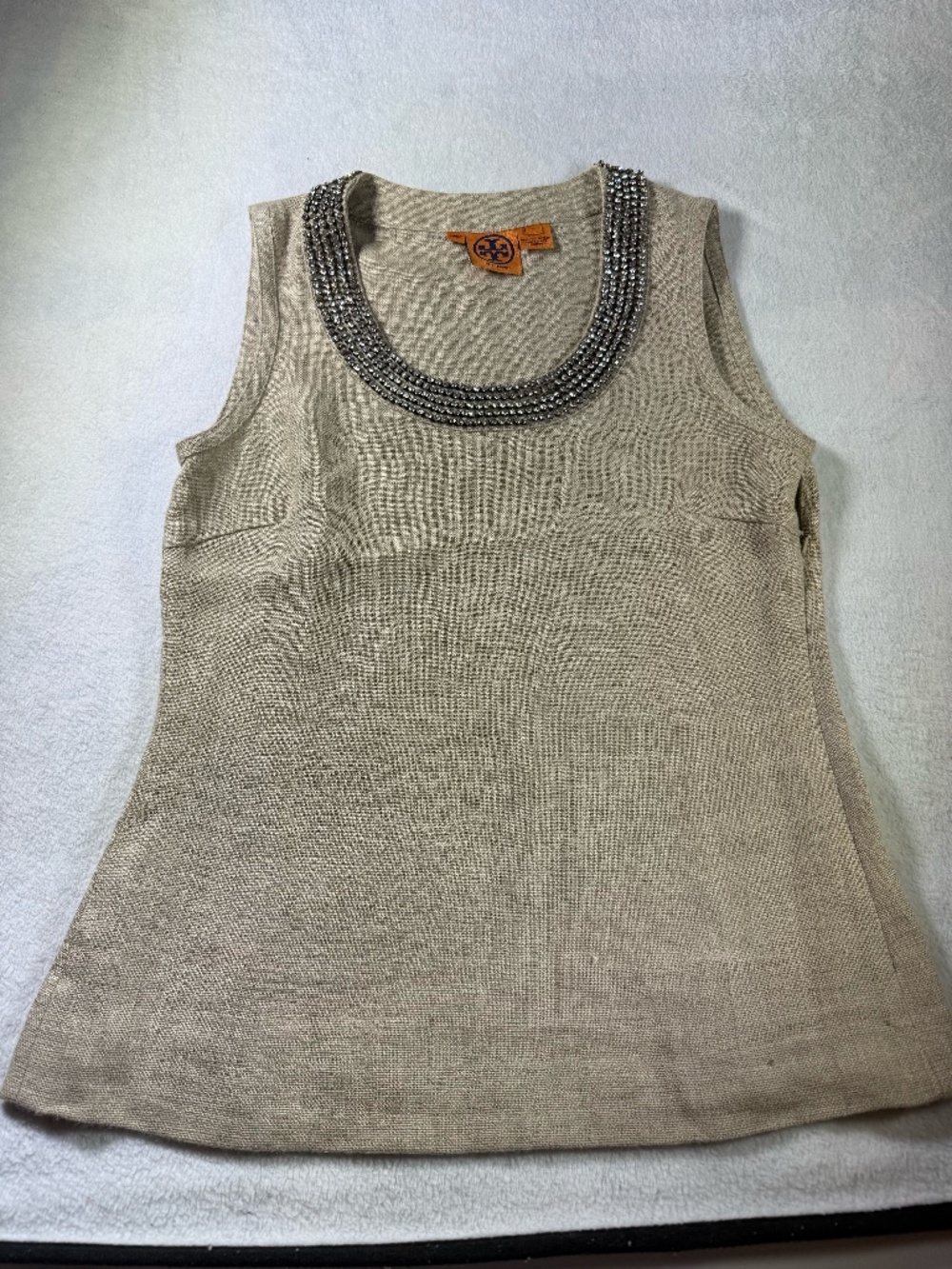 TORY BURCH SLEEVELESS LINEN BLOUSE SIZE SMALL